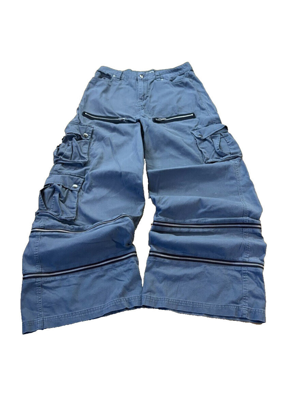 Hot Topic Wide Leg Zip Off Baggy Cargo Pants Gray Goth 32x30